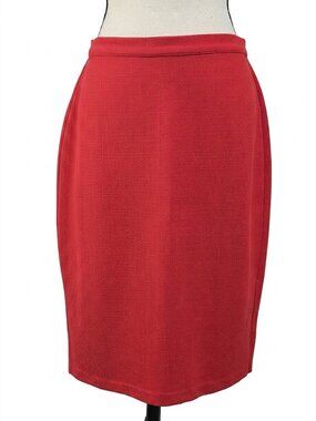 Sweet Salt Red Textured Knit Modest Pencil Skirt Size Small